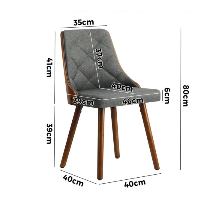 Oikiture Dining Chairs Wooden Faux Leather Seatx2 Grey - Image 2
