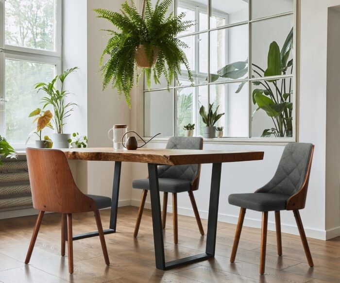 Oikiture Dining Chairs Wooden Faux Leather Seatx2 Grey - Image 3