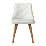 Oikiture Dining Chairs Wooden Faux Leather Seat 2x White - Image 3