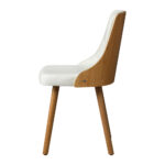 Oikiture Dining Chairs Wooden Faux Leather Seat 2x White - Image 2