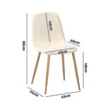 Oikiture 4x Dining Chairs Sherpa White and Wooden - Image 5