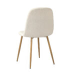 Oikiture 4x Dining Chairs Sherpa White and Wooden - Image 7