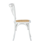 Oikiture 2PCS Crossback Dining Chair Solid Wood Ratan Seat White - Image 2