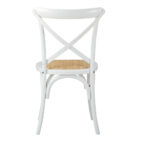 Oikiture 2PCS Crossback Dining Chair Solid Wood Ratan Seat White - Image 3