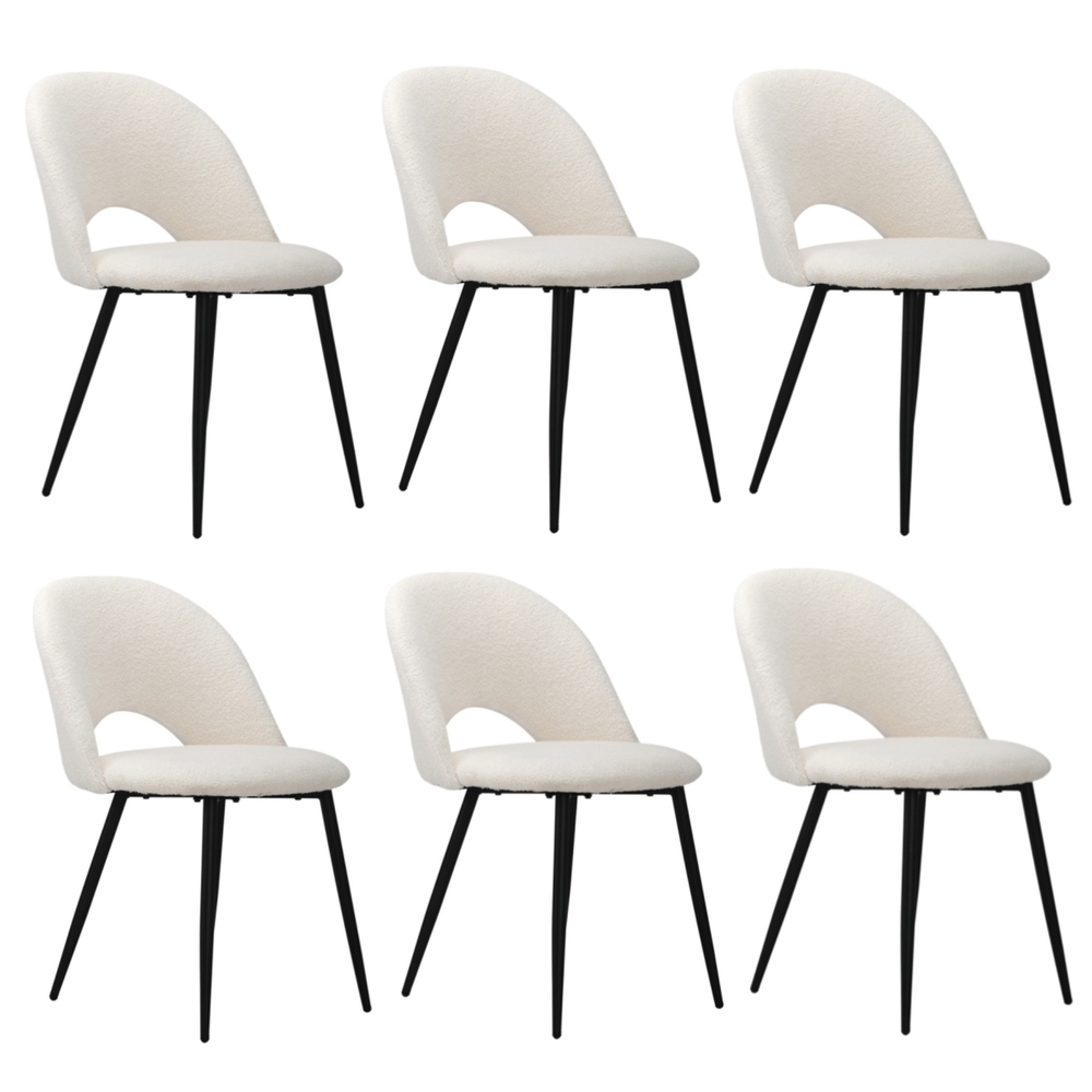 DCH-HORN-2PCX3-00 Oikiture 6PCS Dining Chairs Accent Chair Armchair Sherpa White - Image 1