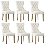 Oikiture 6x Velvet Dining Chairs French Provincial Tufted Beige