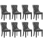 Oikiture 8x Velvet Dining Chairs French Provincial Tufted Grey