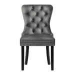 Oikiture 8x Velvet Dining Chairs French Provincial Tufted Grey - Image 7