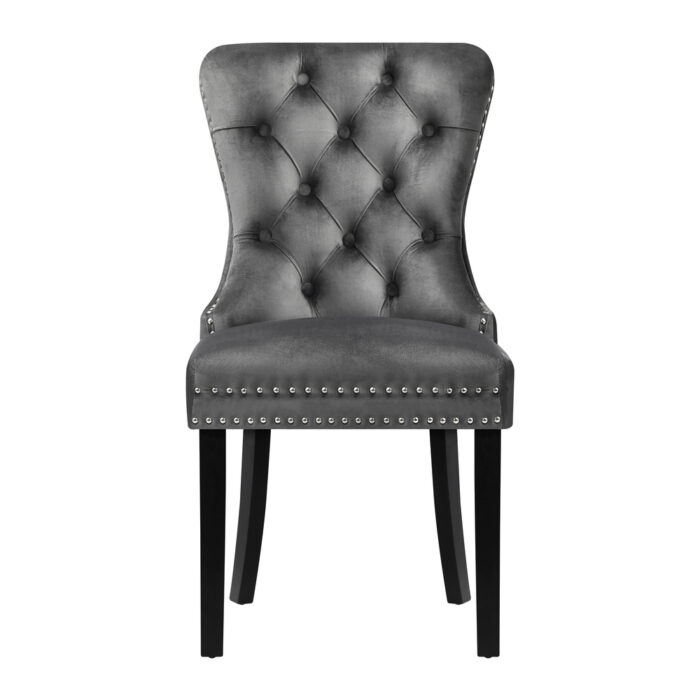 Oikiture 8x Velvet Dining Chairs French Provincial Tufted Grey - Image 7