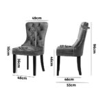Oikiture 8x Velvet Dining Chairs French Provincial Tufted Grey - Image 4