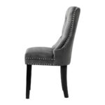 Oikiture 8x Velvet Dining Chairs French Provincial Tufted Grey - Image 2