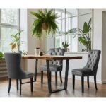 Oikiture 8x Velvet Dining Chairs French Provincial Tufted Grey - Image 3