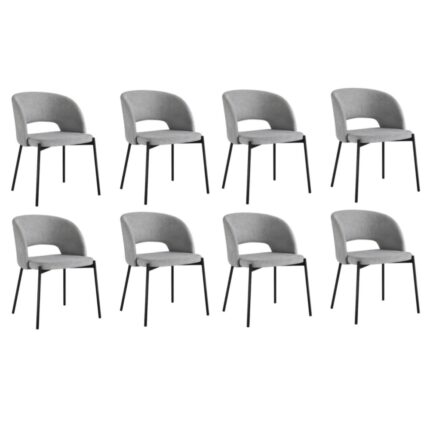 Oikiture 8x Dining Chair Tub Armchairs Fabric Grey&Black