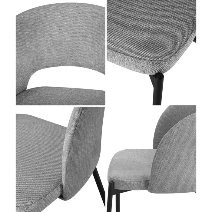 Oikiture 8x Dining Chair Tub Armchairs Fabric Grey&Black - Image 5