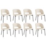 Oikiture 8x Dining Chair Tub Armchairs Sherpa Black&White