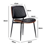 Oikiture 2x Dining Chairs Leather Seat Metal Legs Black - Image 3