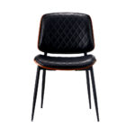 Oikiture 8x Dining Chairs Retro PU Leather Solid Wood Metal Leg Black - Image 7