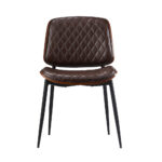 Oikiture 2x Dining Chairs Leather Seat Metal Legs Walnut - Image 2