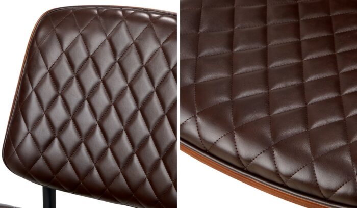 Oikiture 2x Dining Chairs Leather Seat Metal Legs Walnut - Image 7