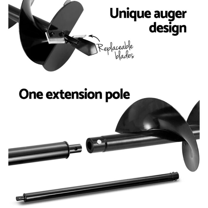 Giantz Post Hole Digger 200mm Petrol Drill Extension Auger Bits - Image 6