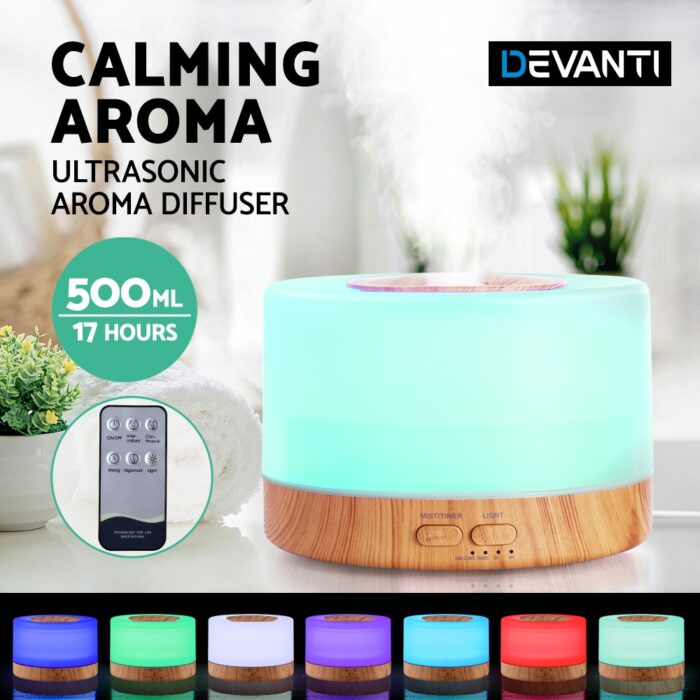 Devanti Aroma Diffuser Aromatherapy Light Wood 500ml - Image 4