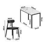 Oikiture 1.2m Dining Table with 4PCS Wooden Chairs Set PU Leather White & Black - Image 8