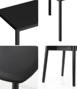 Oikiture 1.4m Dining Table with 6PCS Wooden Chairs Set PU Leather Black - Image 5