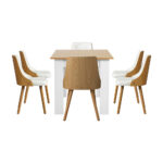 Oikiture Extendable Dining Table & 6pcs Chair with Leather Seat - Image 2