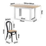 Oikiture 160cm Extendable Dining Table with 6PCS Crossback Chairs Black - Image 6