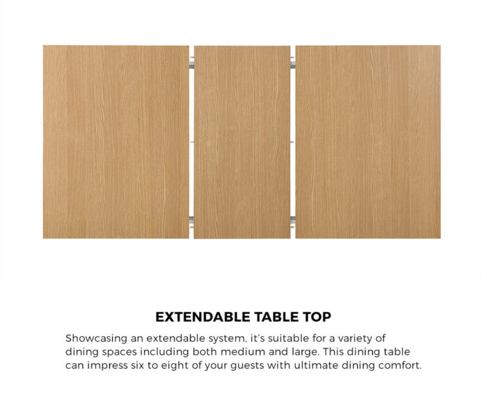 Oikiture 160cm Extendable Dining Table with 6PCS Crossback Chairs White - Image 4