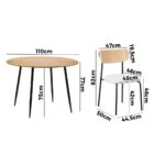 Oikiture 4-Seater Dining Set 1.1m Dining Table with Corduroy Chairs - Image 3