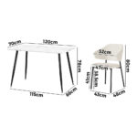 Oikiture 120cm Rectangle Dining Table with 4PCS Chairs Sherpa White - Image 2