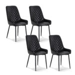 Artiss 4x Dining Chairs Retro PU Leather Kitchen Lounge Cafe Accent Chair Black