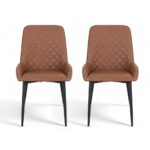 Artiss 2x Dining Chairs Retro PU Leather Kitchen Lounge Cafe Accent Chair Brown - Image 3