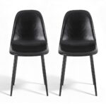 Artiss 2x Dining Chairs Retro PU Leather Kitchen Lounge Cafe Accent Chair Black - Image 3