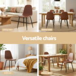 Artiss 2x Dining Chairs Retro PU Leather Kitchen Lounge Cafe Accent Chair Brown - Image 5