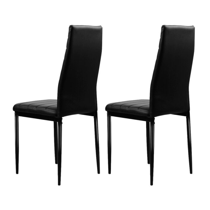 Artiss Dining Chairs Set of 4 Leather Channel Tufted Black - Image 3
