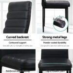 Artiss Dining Chairs Set of 4 Leather Channel Tufted Black - Image 4