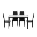 1 Artiss Dining Table and 4 Chairs Set Marble Effect - Image 3