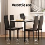 1 Artiss Dining Table and 4 Chairs Set Marble Effect - Image 4