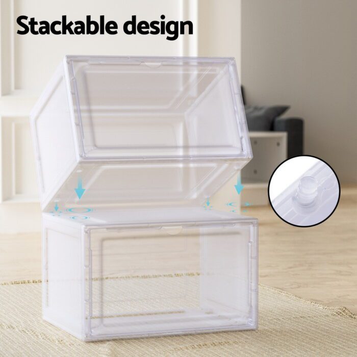 Artiss Shoe Box Rack DIY Set of 2 Stackable Magnetic Door - Image 3