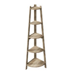 Oikiture Corner Ladder Shelf 5 Tier Display Stand Bookshelf Natural