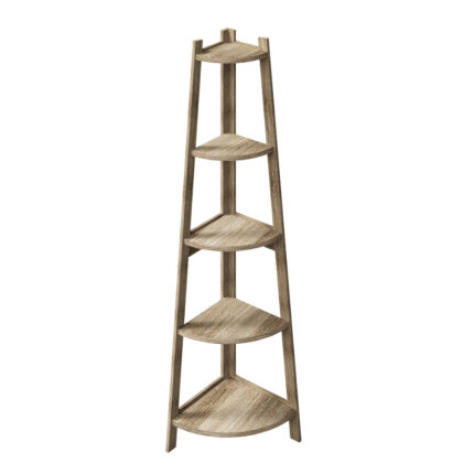 Oikiture Corner Ladder Shelf 5 Tier Display Stand Bookshelf Natural