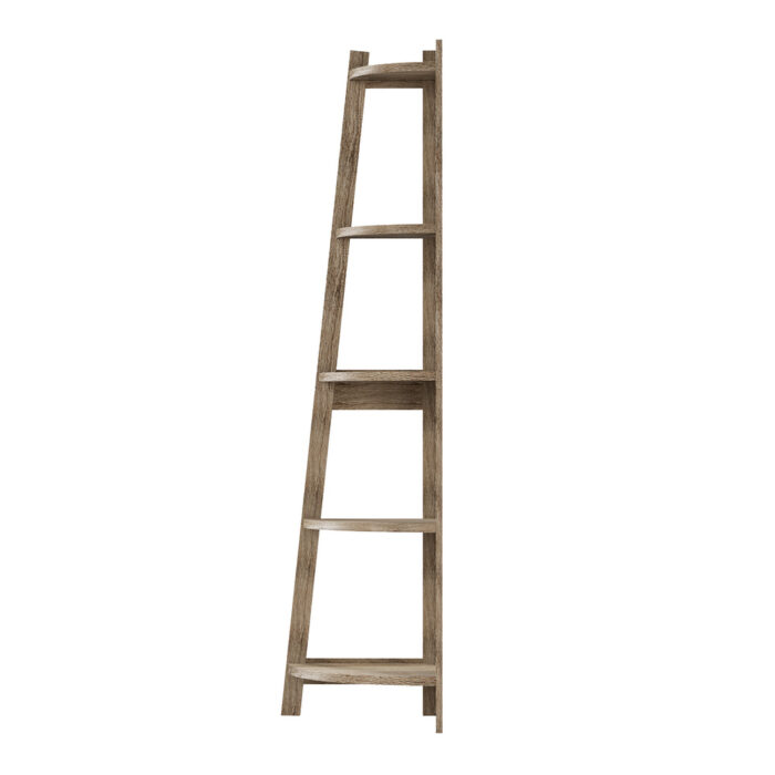 Oikiture Corner Ladder Shelf 5 Tier Display Stand Bookshelf Natural - Image 9