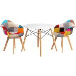 1 Artiss Dining Table and 2 Chairs Set DSW 90cm