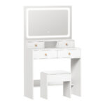 Oikiture Dressing Table Stool Set LED Mirror White