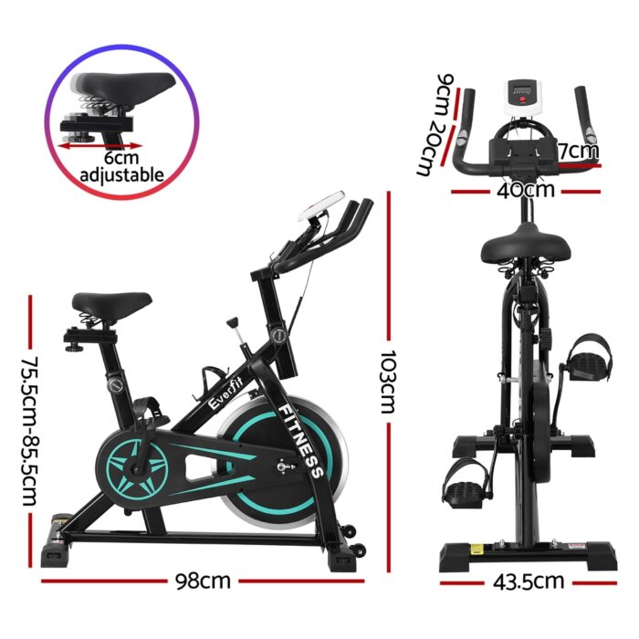Everfit Spin Bike Exercise Bike 10kg Flywheel Fitness Home Gym 150kg capacity - Image 2