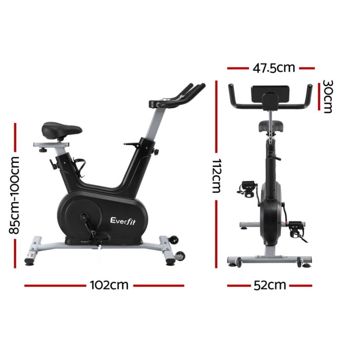 Everfit Exercise Bike Spin Bike Electromagnetic Smart Home Fitness 24-Level Resistance 120kg Bluetooth - Image 2