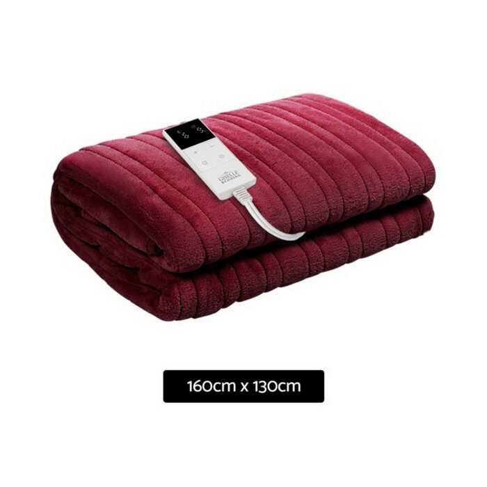 Giselle Electric Throw Rug Heated Blanket Fleece Red - Image 3