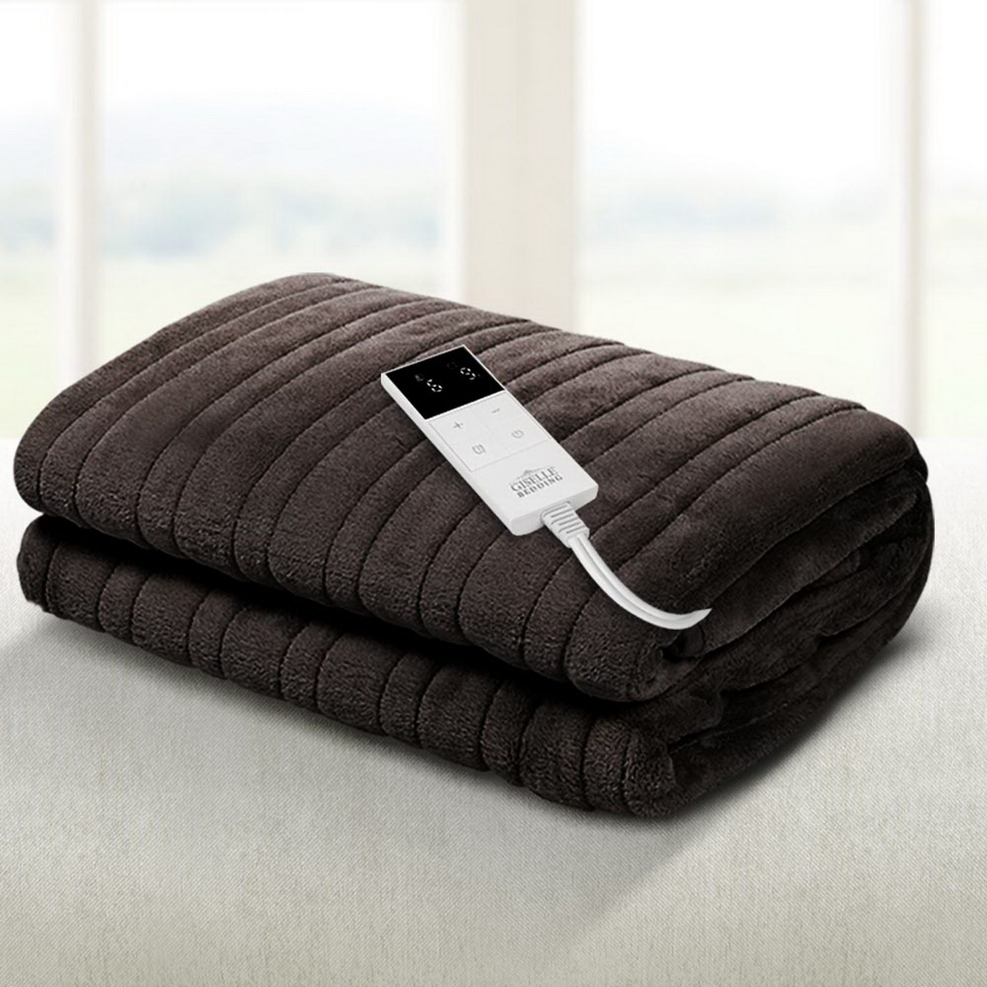 EB-THROW-RUG-CBR-202601071800-00 Giselle Bedding Electric Throw Blanket - Chocolate - Image 1